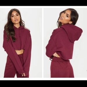 NWOT H&M Maroon Cropped Hoodie/Sweatshirt
